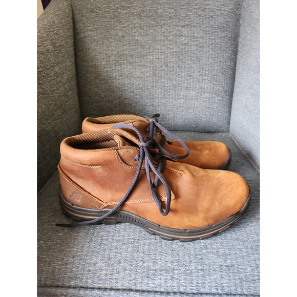 Skechers Men's Relaxed Fit Respected Boswell Brown Leather Boots Size 9.5 - Picture 1 of 11